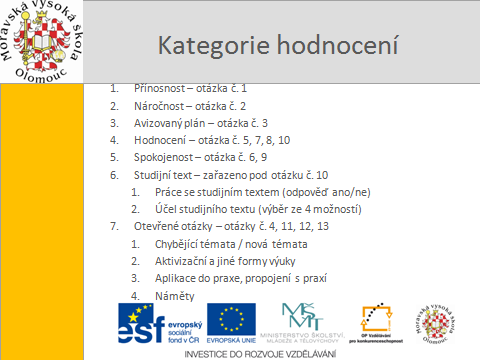 Michaela Vaněčková Evaluace