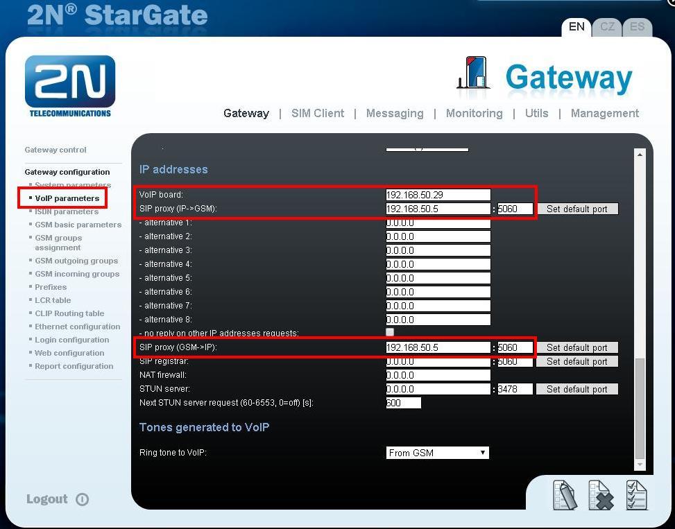 Přejděte d části Nastavení brány -> Módy prtů a změňte parametr pr GSM na Směrvat všechny příchzí hvry d GSM a parametr pr VIP na Směrvat všechny