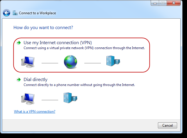 Zvolte [No, create a new connection] [Next]. Zvolte [Use my Internet connection (VPN)].