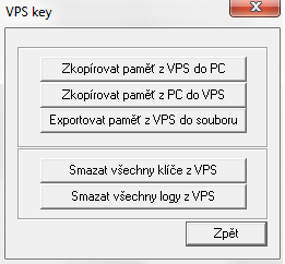 Archív: Zkopírovat paměť z VPS do PC Zkopíruje paměť VPS do zadaného adresáře a souboru. Pro další použití je vhodné použít příponu souboru *.vpe.