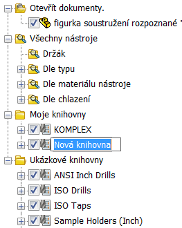 Knihovna nástrojů Založení nové knihovny nástrojů: Menu > CAM > Knihovna nástrojů 1.