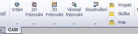 Založení projektu 1. Projekt na záložce CAM 2.