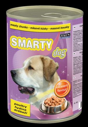 SMARTY DOG Kompletní konzervované krmivo pro psy K O M P L E T N Í K R M I V O P R O D O S P Ě L É P S Y K O U S K Y V E Š Ť Á V Ě Složení : maso a vedlejší výrobky živočišného původu (min.