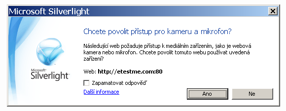 Po kliknutí na tlačítko Povolit se tedy zobrazí následující dialogové okno, které vyžaduje odpověď Ano. V dalším kroku je třeba povolit přístup k mikrofonu.