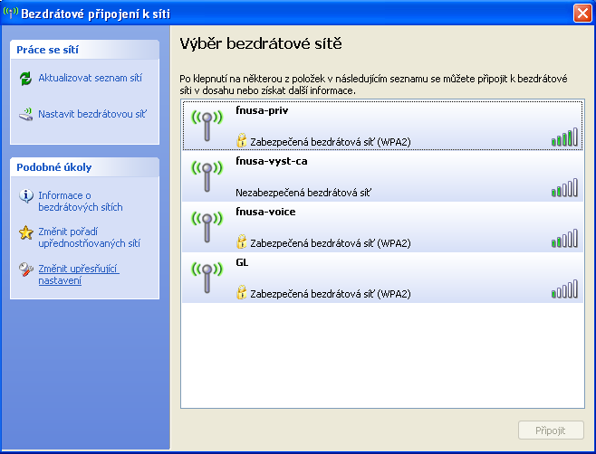 NASTAVENÍ BEZDRÁTOVÉ SÍTĚ PRO WINDOWS XP 1.