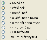 Po stisknutí tlačítka se zobrazí tato tabulka: Zde si můžete nastavit vlastní podmínku. Tlačítkem nová podmínka vytvoříte novou podmínku, kterou posléze můžete uložit tlačítkem uložit podmínku.