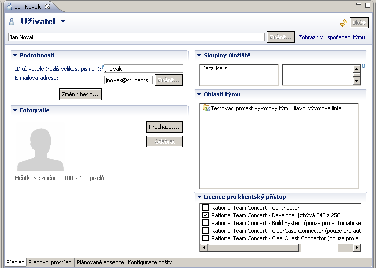 Jazz Server osobní nastavení uživatele Změněno kým Datum RTC verze Verze dokumentu Popis Jan Boháč 10. 2. 2010 2.0.0 1.