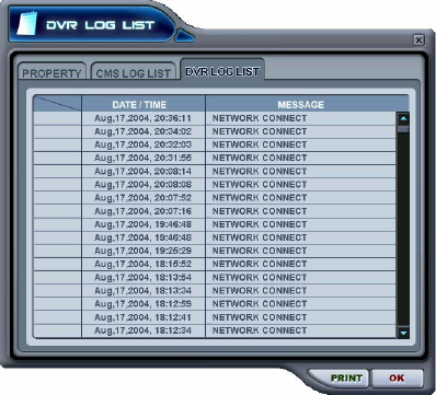 *** CMS LOG LIST Do CMS logu se zaznamenávají informace během spuštěného programu CMS. Pro více specifických informací každého DVR, vstupte do DVR logu.