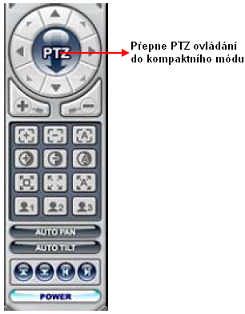 (6) Ovládání PTZ Pokud máme k DVR připojenu jednu nebo více PTZ kamer, můžeme je každou zvlášť ovládat přes toto ovládání.