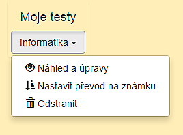 2.1.7. Dodatek k testu 10. Náhled testu Každý test má jedinečné jméno (v rámci uživatele, ne v rámci systému). Uživatel nemůže vytvořit stejnojmenný test.