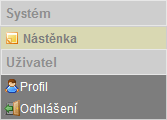 Uvítací obrazovka Po úspěšném přihlášení se zobrazí uvítací obrazovka. Zde je zobrazena nabídka dostupných funkcí.