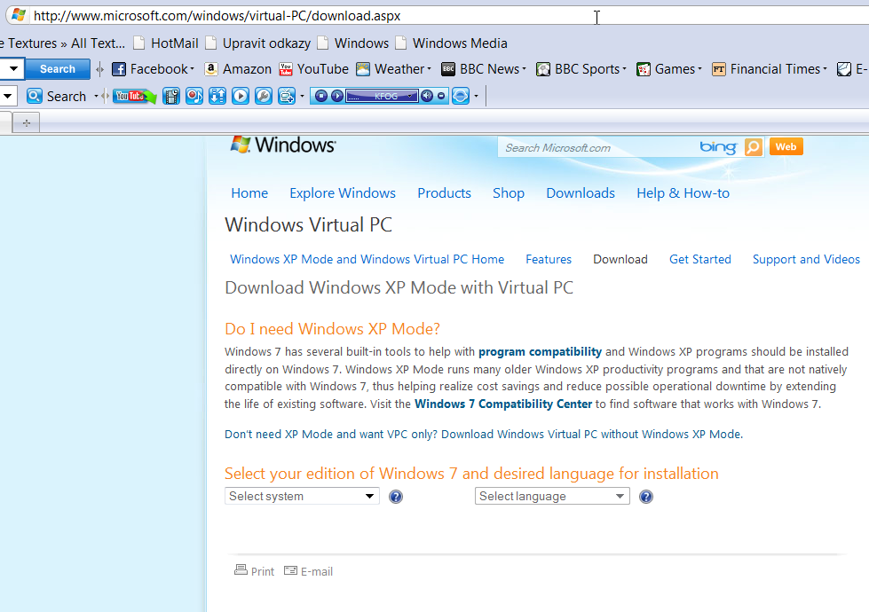 Obrázek 85 - možnosti kartičky2 Obrázek 84 - možnost kartičky1 Virtual XP Mod W7 již neumožňují spouštět zejména 16 bitové programy, které pod Windows XP mohly pracovat.