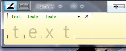 Obrázek 107 - okno tabletu Mě připadá, že jde spíše o hračku, ale zde lze vytvořit text rukopisem pomocí myši, upravit ho pomocí rozpoznání a nakopírovat do nějakého