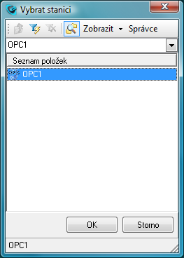 12 Připojení stanice k počítači ve Správci struktury projektu V dialogovém okně Vybrat stanici vyberte stanici OPC1 a