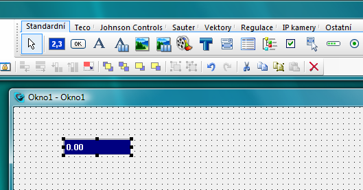 Vložení komponenty displej do vizualizačního okna 2.4 Vložení komponenty displej do vizualizačního okna Do vizualizačního okna Okno1 přidejte komponentu typu Displej.