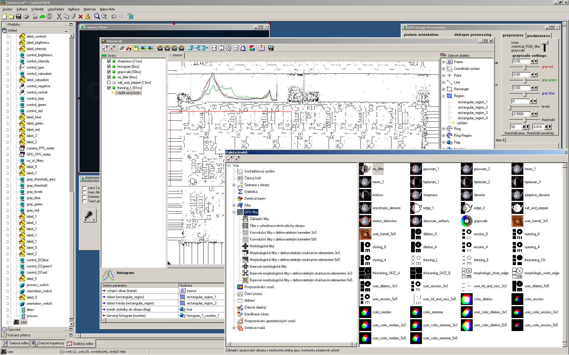 VisionLab systém strojového vidění Sada komponent instalovatelná do prostředí systému Control Web Grafický editor nad