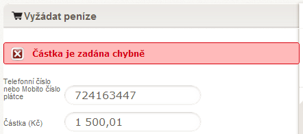 2.3. Případy, kdy není možné účet k zaplacení vygenerovat Následující souhrn definuje situace, kdy uživatel zadal povinné údaje, ale výzvu k zaplacení se přesto nepodařilo vytvořit: Telefonní číslo /