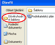 Otevření šablony Šablony se typicky využívají pro psaní životopisů, pozvánek, bulletinů, obchodních dopisů s jednotným vzhledem a podobně.