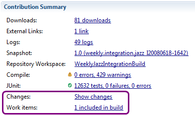 Obrázek 4-12: Přehled Buildů (zdroj: [Build, 2010]) Dále je možné sledovat, jaké buildy proběhly, kolik obsahovaly pracovních položek a souborů (obrázek 4-9) a další statistiky (Například: Kolik