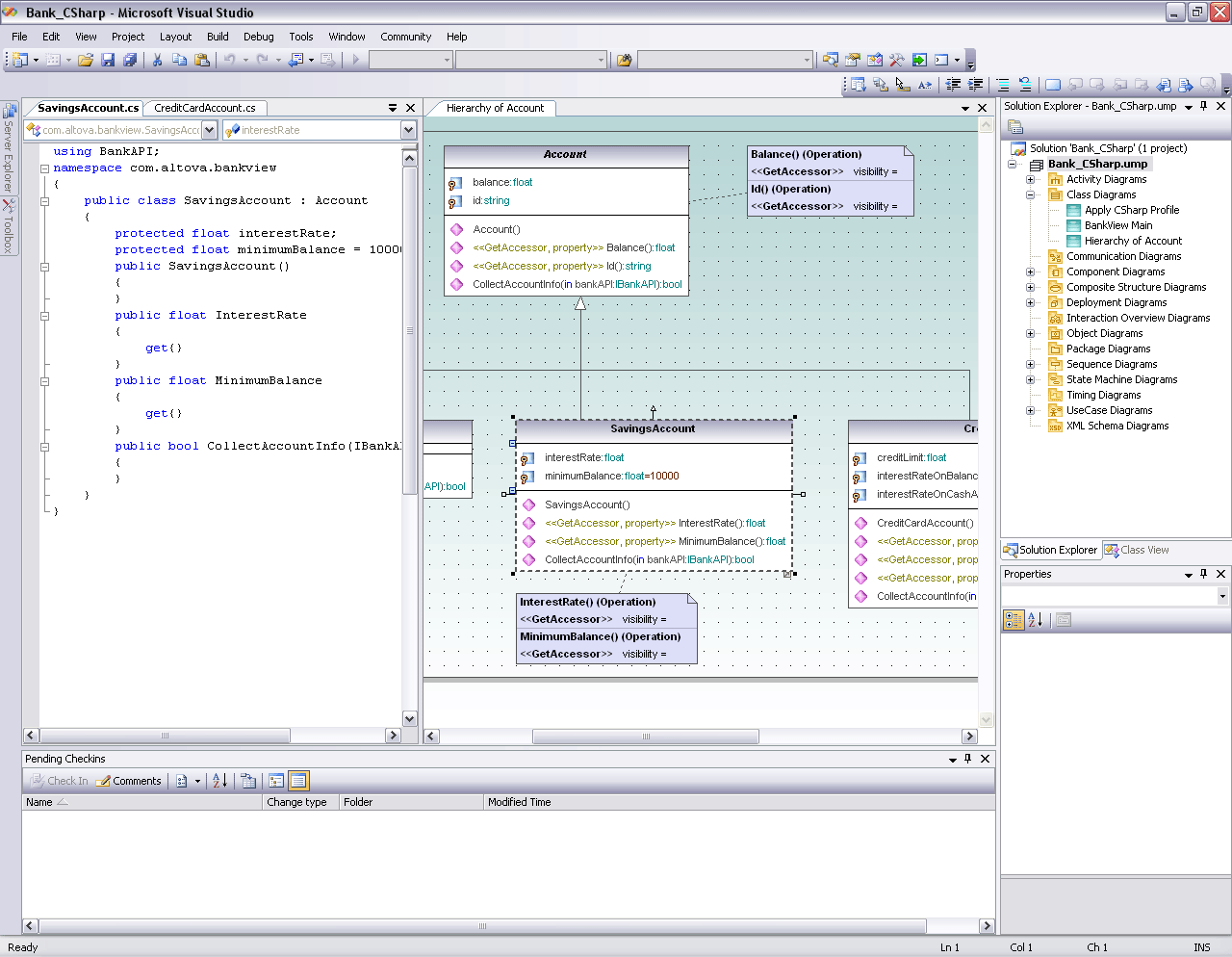 Obrázek 7-5 - Rozhraní Visual Studia s integrovaným pluginem UModel. Zdroj: [Altova, 2010] 7.4 SHRNUTÍ Visual Studio je v dnešní době suverénně nejpoužívanější IDE pro vývoj aplikací na platformě.net.