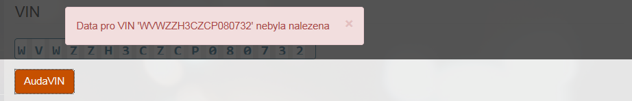 Po jeho zadání klikněte na tlačítko AudaVIN. Je-li dané vozidlo v nabídce VIN, vybere se automaticky včetně vybavení. 2.
