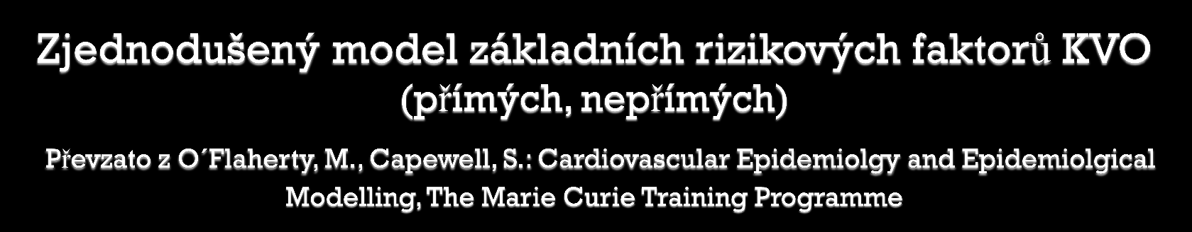 Socioekonomický status Stravování (+alkohol) BMI index =hmotnost Fyzická aktivita Determinanty RF