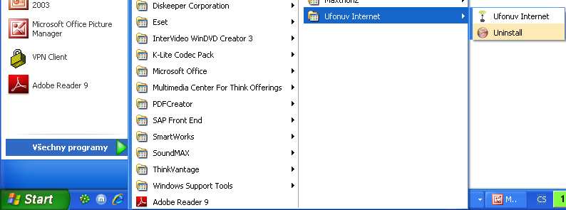 Na cestě : [Start Programy Ufonuv Internet Uninstall] 2.