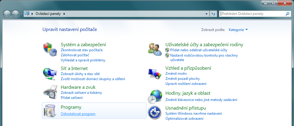 7.1. Změna certifikátu pro přihlašování nebo podpis. 8. Odinstalace I.CA SecureStore MS Windows Vista se všemi aktualizacemi Klikněte na Start, a vyberte možnost Ovládací panely. Windows 8 1.