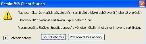 Zjištění verze programu Gemini Před samotným spuštěním obnovy certifikátů musíte zjistit jakou verzi programu Gemini používáte.