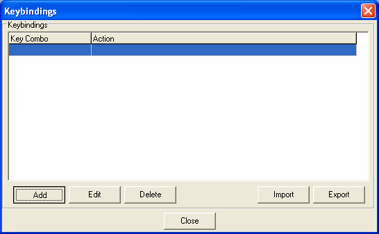 Menu [Settings], položka [Key settings] čili nastavení kláves: Stiskněte tlačítko [Add] čili přidat