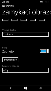 Nastavení zámku displeje V menu stisknete dlaždici Vyberete možnost zamykací obrazovka.