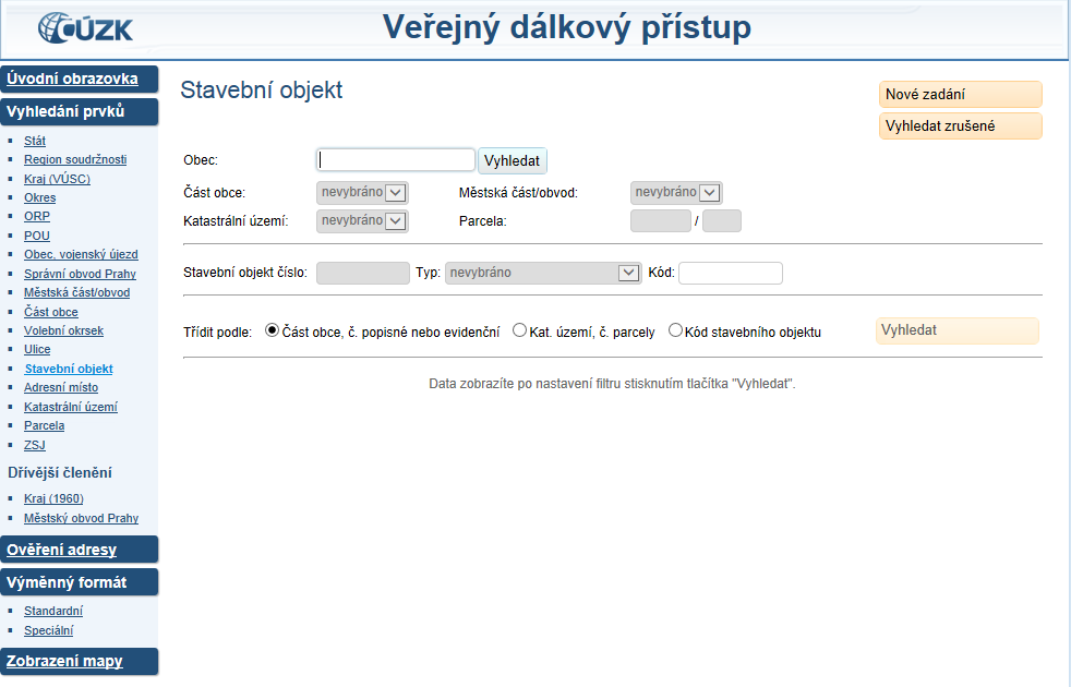 1.5. Nápověda v grafickém klientovi aplikace VDP 1.5.1. Práce s mapou 1.5.1.1. Zobrazení mapy Mapu lze zobrazit následujícími způsoby: Výběrem jednoho ze čtyř základních informačních bloků VDP.