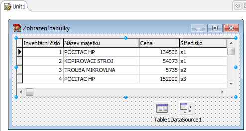 Kapitola 8 Databázové aplikace - Návrhové zobrazení pak vypadá takto: Obrázek 40 -