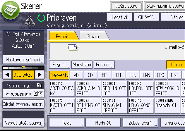 Základní postup při zasílání naskenovaných souborů e-mailem 5. V případě potřeby zadejte nastavení skenování podle originálu, který budete skenovat.