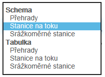 Pole pro výběr se zobrazuje i v části, kde jsou data zobrazována v tabulkovém přehledu.