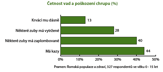 Zdravotní stav romské populace děti Zdravé zuby má 56 %