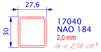 Řez okenním rámem 17000 Sklo zapuštěno 18 mm.