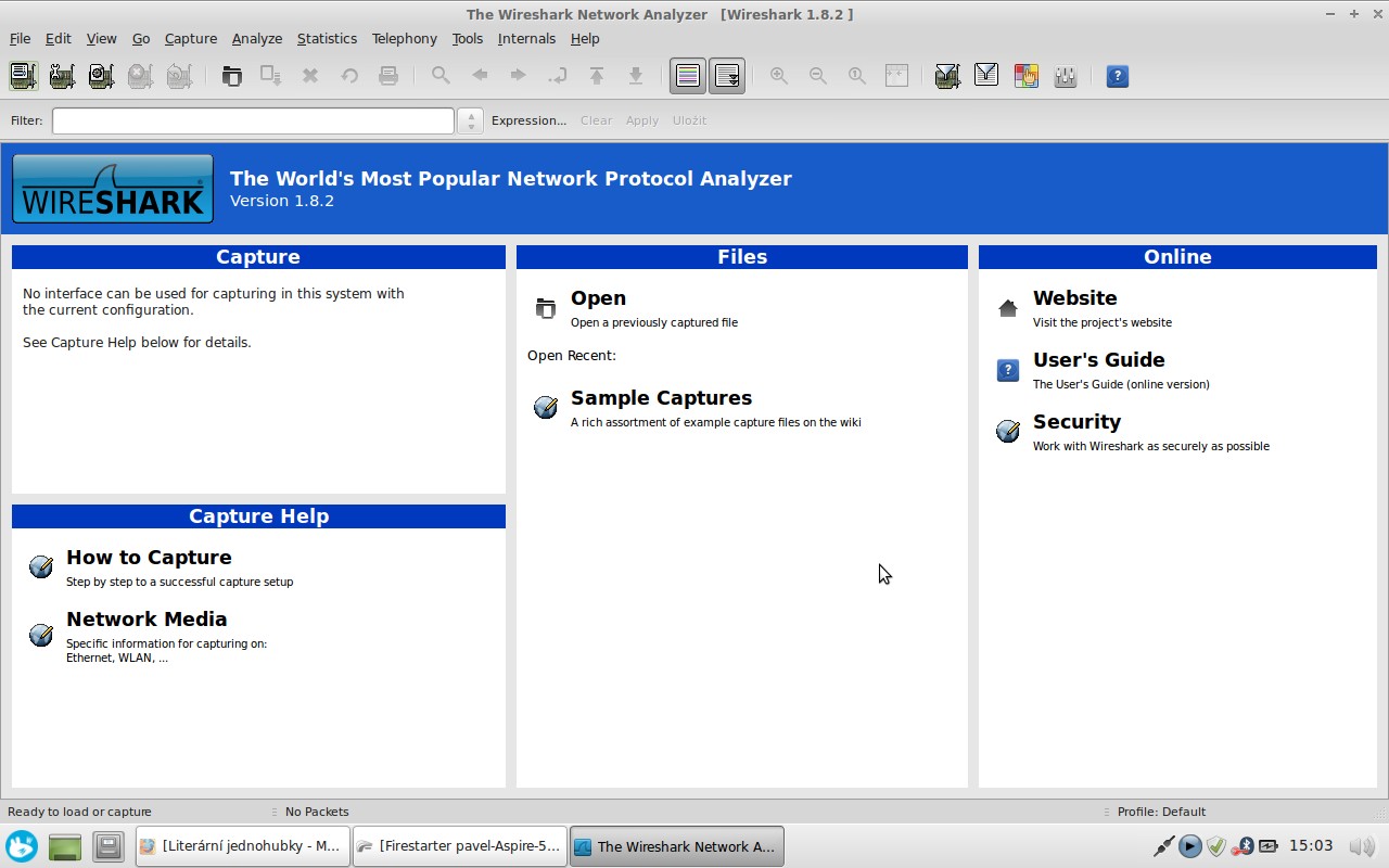 Wireshark program na sledování