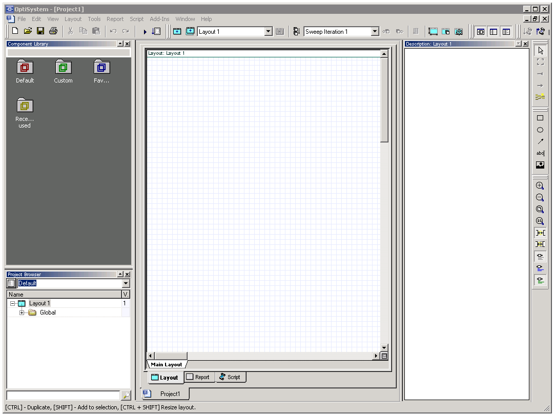 Začátek práce s OptiSystem Obr.