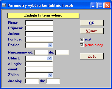 15 Základní záznam kontaktu obsahuje základní informace o kontaktu (adresu, telefonní čísla, faxová čísla,.