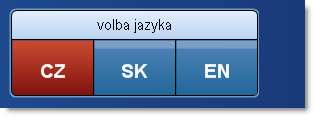 Prezentační místo Uživatelská příručka strana 5 2. Tlačítka pro změnu jazyka aplikace Standardní jazyk (použitý po startu aplikace) je v sadě tlačítek označený červenou barvou.