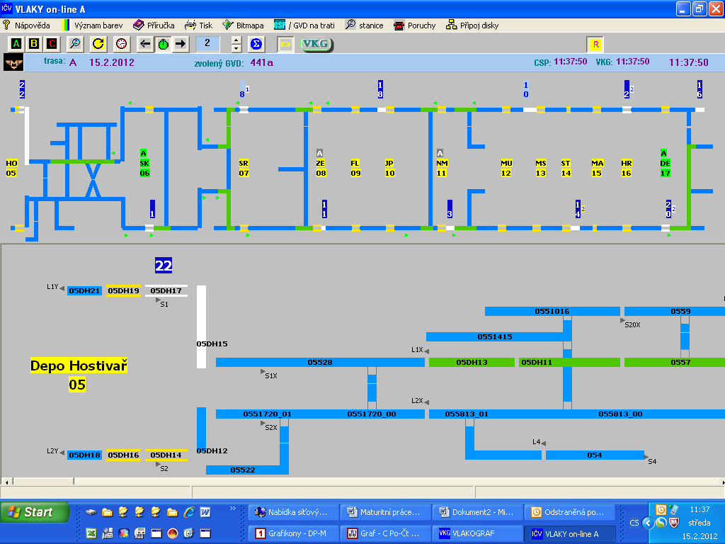 Příloha 1: Zobrazení trasy A v systému