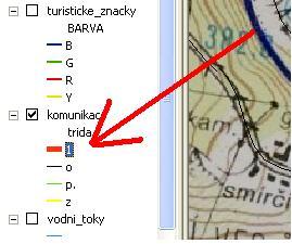 Další prací pak bylo sjednotit označení jednotlivých prvků s mapou reálnou, konkrétně použití mapového klíče KČT.