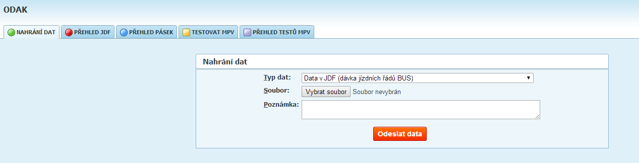 SW aplikace: Data JDF Dávka JDF obsahuje data o jízdních řádech autobusové dopravy. Aplikace podporuje JDF ve verzích formátu: 1.9 (specifikace formátu http://www.chaps.cz/files/cis/jdf-1.9.pdf) 1.