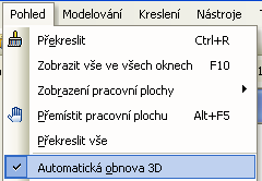 Jestliže nemáte zapnutý přepínač Pohled Automatická obnova 3D, zobrazíme prostorový pohled na vytvořenou zeď: Klikněte na ikonu pro vytvoření 3D modelu ve stavové řádce.