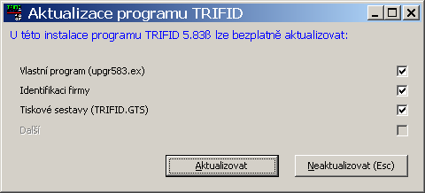 Instalace Pokud přecházíte z verze 3.0x (TRIFID 2000) a starších 2.xx (POKLADNA, TRIFID START), musíte nejprve program aktualizovat na verzi 3.12 (poslední verze TRIFID 2001).