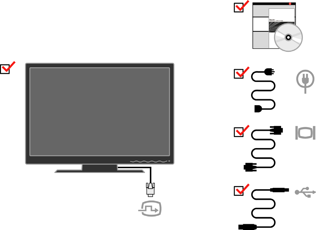 Kapitola 1. Začínáme Dodávaný obsah Tato příručka uživatele obsahuje podrobné informace o plochém monitoru ThinkVision L220x.