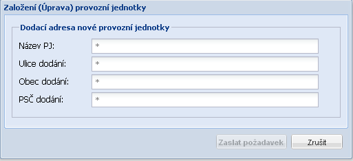 Upravit provozní jednotku Provozní jednotky (pobočky) Smazat provozní jednotku Založit