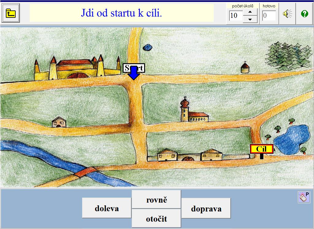 Žák má za úkol dojít od startu k cíli.