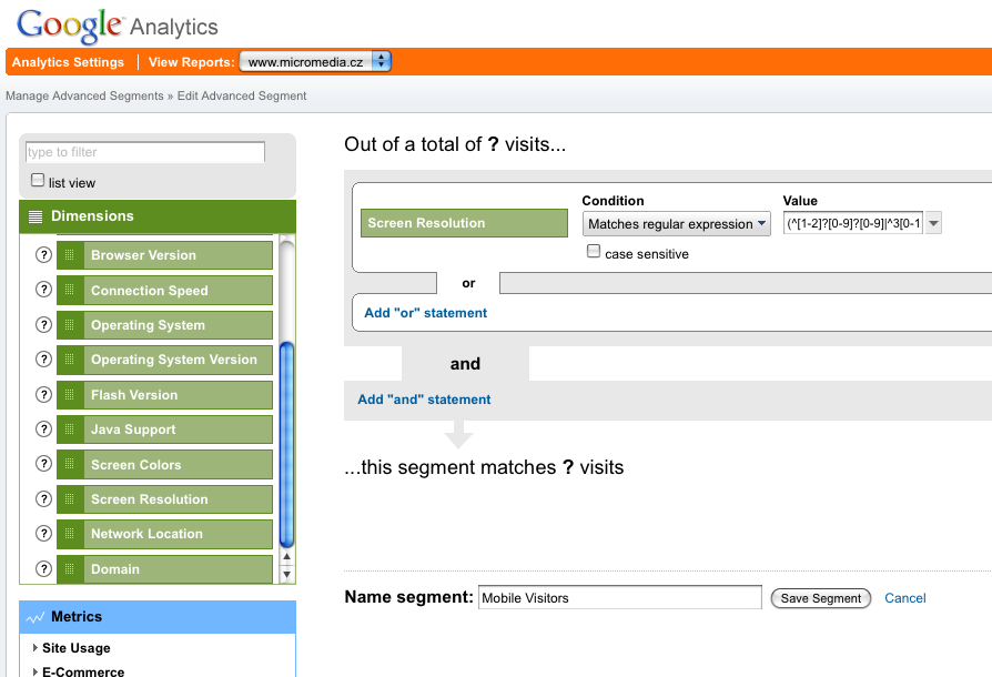 Google Analytics pro mobilní web 2/3 (^[1-2]?[0-9]?